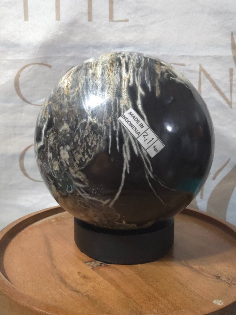 UV Reactive Indonesian Petrified Wood Sphere
